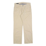 TOMMY HILFIGER Mens Cotton Blend Beige Regular Straight Trousers W34 L32 Classic