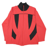 Mens Red & Black Zip Polyester Blend Casual Jacket L Plain Colourblock