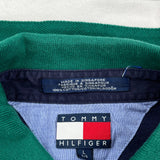 Tommy Hilfiger Striped Polo Shirt - Large Green Cotton