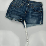 True Religion Denim Shorts - 32W UK 12 Blue Cotton