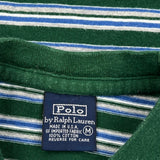 Made In USA Polo By Ralph Lauren Striped T-Shirt - Medium Green Cotton