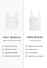 Organic Cotton V-Neck Cropped Tank Top, White