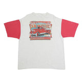 COTTON KING Mens White & Red Graphic T-Shirt XL Short Sleeve Henley Button