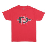 CHAMPION Mens Red Graphic T-Shirt M Short Sleeve Crew Neck Logo Cotton Blend
