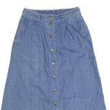 Womens Blue Cotton Blend Denim A-Line Knee Length Woven Button Skirt M Casual