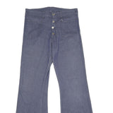 Womens Blue Regular Fit Flared Denim Cotton Blend Jeans W30 L34 Button Closure