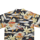 Womens Black & Beige Tahiti Printed Shirt Short Sleeve Collared L Tropical