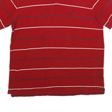 NAUTICA Mens Red & Navy Blue Striped Short Sleeve Polo Shirt L Cotton Casual
