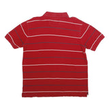 NAUTICA Mens Red & Navy Blue Striped Short Sleeve Polo Shirt L Cotton Casual