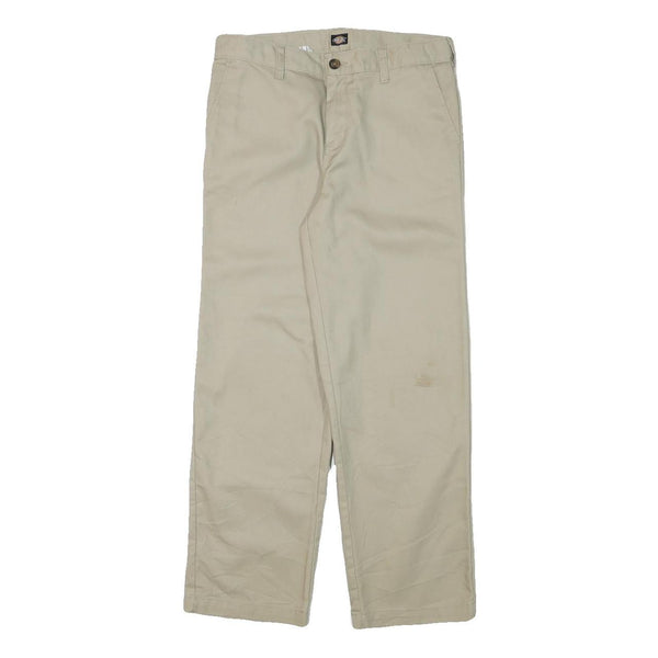 DICKIES Boys Cotton Blend Beige Regular Straight Trousers W28 L26 Workwear