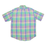 RALPH LAUREN Mens Green & Purple Check Shirt L Cotton Short Sleeve Button Collar