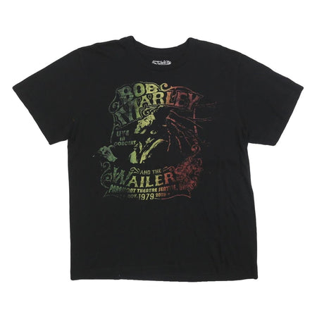 OLD NAVY Mens Black Bob Marley Graphic T-Shirt L Short Sleeve Crew Neck