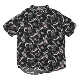 MARGARITAVILLE Mens Black & Pink Floral Cotton Blend Shirt 2XL Short Sleeve