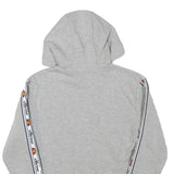 ELLESSE Womens Grey Cropped Hoodie UK 4 Tape Logo Sleeves Jersey Drawstring