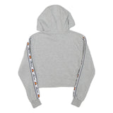 ELLESSE Womens Grey Cropped Hoodie UK 4 Tape Logo Sleeves Jersey Drawstring