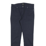 H&M Mens Cotton Blend Navy Slim Straight Trousers W31 L31 Casual Wear