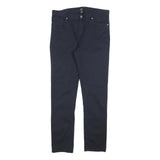 H&M Mens Cotton Blend Navy Slim Straight Trousers W31 L31 Casual Wear