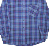 CROWN BY CORONA Mens Blue Plaid Shirt M Cotton Blend Casual Long Sleeve
