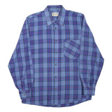 CROWN BY CORONA Mens Blue Plaid Shirt M Cotton Blend Casual Long Sleeve
