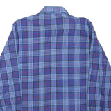 CROWN BY CORONA Mens Blue Plaid Shirt M Cotton Blend Casual Long Sleeve