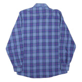 CROWN BY CORONA Mens Blue Plaid Shirt M Cotton Blend Casual Long Sleeve