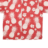 LAZZI Mens Red & Cream Pineapple Print Cotton Blend Shirt L Summer Casual