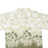 MUS KOX Mens Cream & Olive Green Short Sleeve Cotton Blend Shirt M Tropical