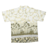 MUS KOX Mens Cream & Olive Green Short Sleeve Cotton Blend Shirt M Tropical