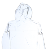 ELLESSE Womens White Nylon Hooded Jacket UK 8 Zip Plain Lightweight Sports