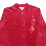 MISS ULRIKE Womens Red Velvet Button Jacket S Polyester Floral Embroidery Casual
