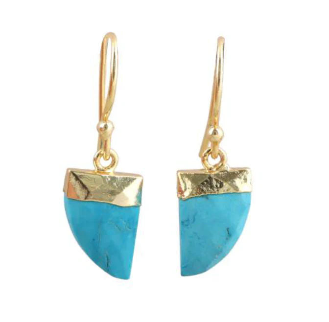 18k Gold-Plated Blue Turquoise Earrings
