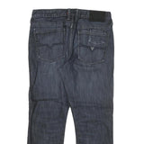 GUESS Mens Dark Blue Regular Fit Straight Denim Jeans W32 L27 Zip Cotton Blend