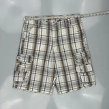 Lee Checked Cargo Shorts - 33W 10L Blue Cotton