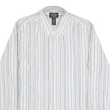 RALPH LAUREN Mens White & Blue Stripe Cotton Shirt XL Classic Button Shirt