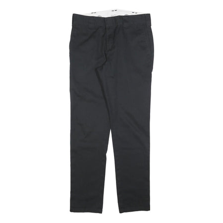 DICKIES Mens Black Slim Fit Cotton Blend Trousers W30 L32 Workwear Zip Closure