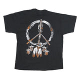Mens Black Cotton Blend Graphic T-Shirt XL Short Sleeve Crew Neck Wolf Print