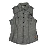 Harley Davidson Graphic Denim Vest - Medium Gray Cotton