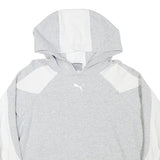 PUMA Womens Grey & White Hoodie M Cotton Blend Pullover Casual Sportswear