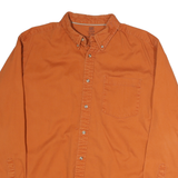 FADED GLORY Mens Orange Cotton Shirt L Button Down Casual Long Sleeve