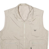 BOASI Mens Beige & Cream Reversible Synthetic Outdoor Jacket XL Zip Vest Plain