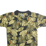 KALUA SPORT Mens Black & Yellow Tropical Leaf Print Short Sleeve Polo Shirt M