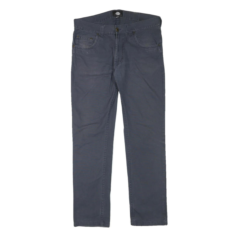 DICKIES Mens Regular Fit Navy Cotton Blend Straight Trousers W34 L31 Workwear