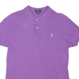 POLO RALPH LAUREN Girls Purple Short Sleeve Plain L Cotton Blend Polo Shirt
