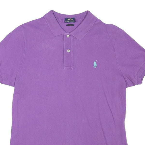 POLO RALPH LAUREN Girls Purple Short Sleeve Plain L Cotton Blend Polo Shirt