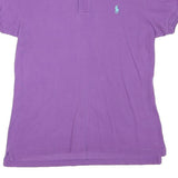 POLO RALPH LAUREN Girls Purple Short Sleeve Plain L Cotton Blend Polo Shirt