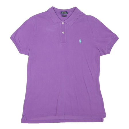 POLO RALPH LAUREN Girls Purple Short Sleeve Plain L Cotton Blend Polo Shirt