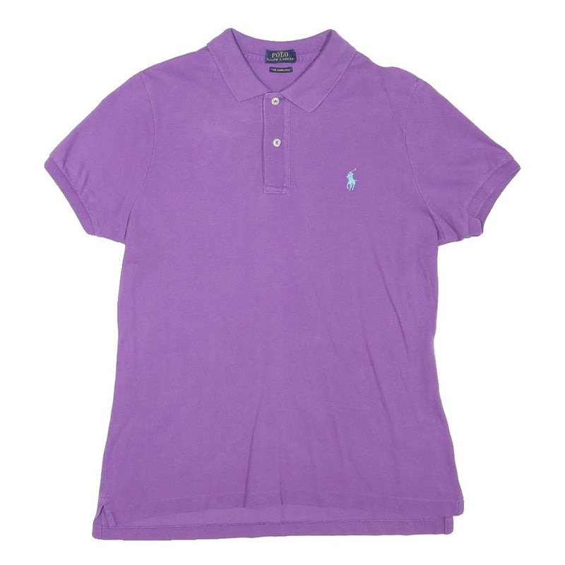 POLO RALPH LAUREN Girls Purple Short Sleeve Plain L Cotton Blend Polo Shirt