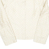 Womens Cream Jacquard Button Jacket S Polyester Blend Classic Stylish