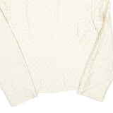 Womens Cream Jacquard Button Jacket S Polyester Blend Classic Stylish