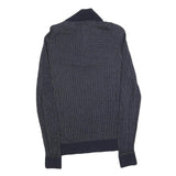 TOMMY HILFIGER Mens Navy Patterned Pullover Crew Neck Basic Knit Jumper L